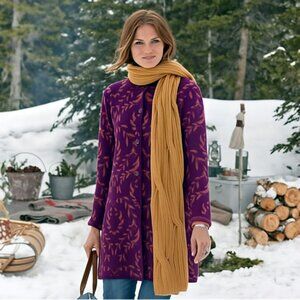 Sundance NWOT Merino Wool Purple Floral Long Cardigan Sweater Size XS